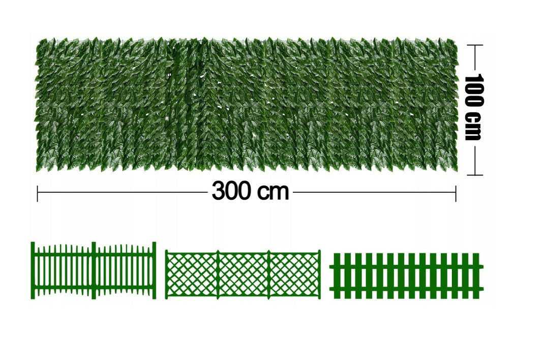 Gard viu decorativ frunze artificiale AT PERFORMANCE®, 3m x 1m lungime, verde deschis